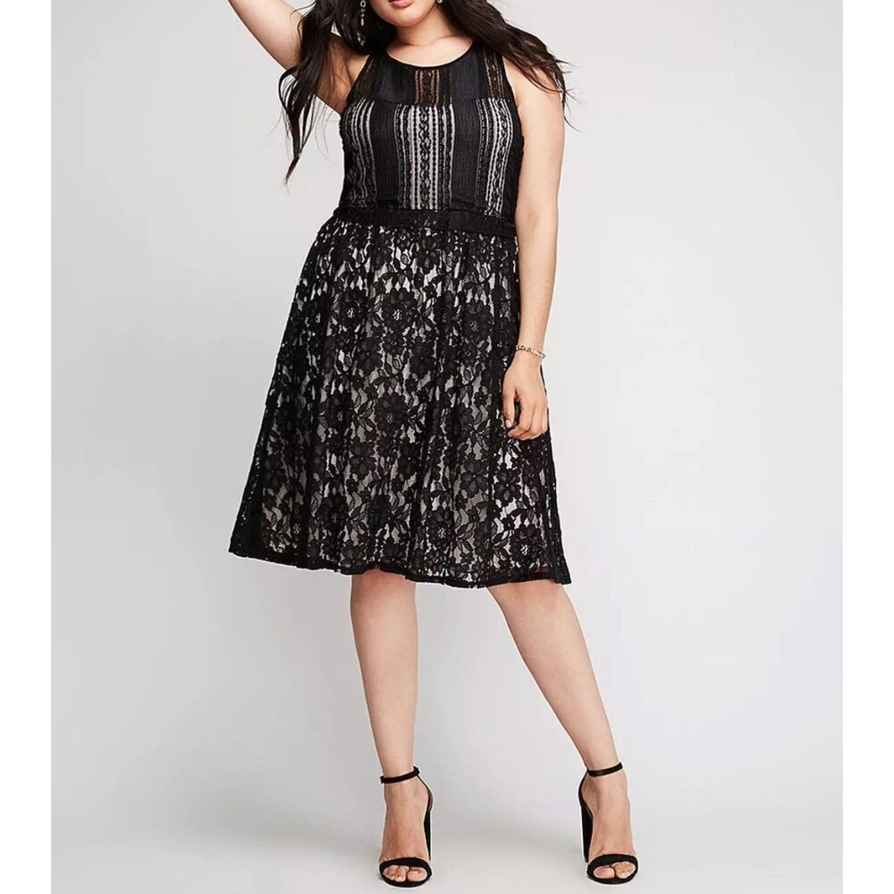 Lane Bryant Black Lace Midi Dress